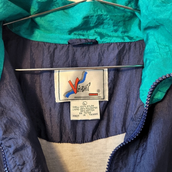 💜 Vtg 80s Vizor Nylon Jacket | Color Block | L 💚 - Picture 5 of 5